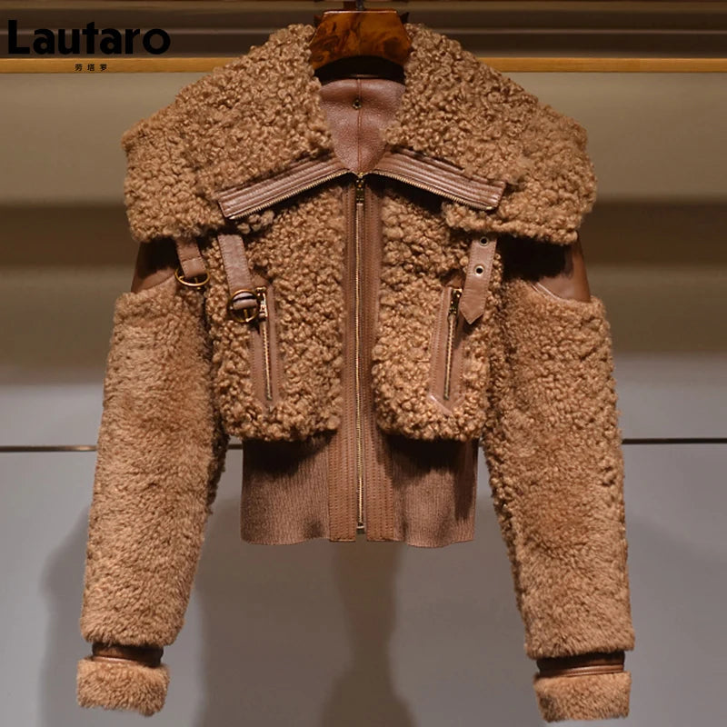 Lautaro Winter Warm Thick Patchwork Faux Fur Coat