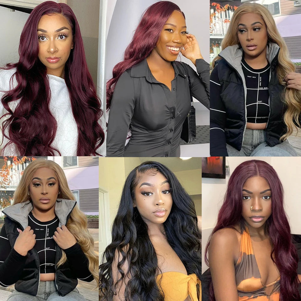 SOKU Burgundy Synthetic Lace Front Wig For Women