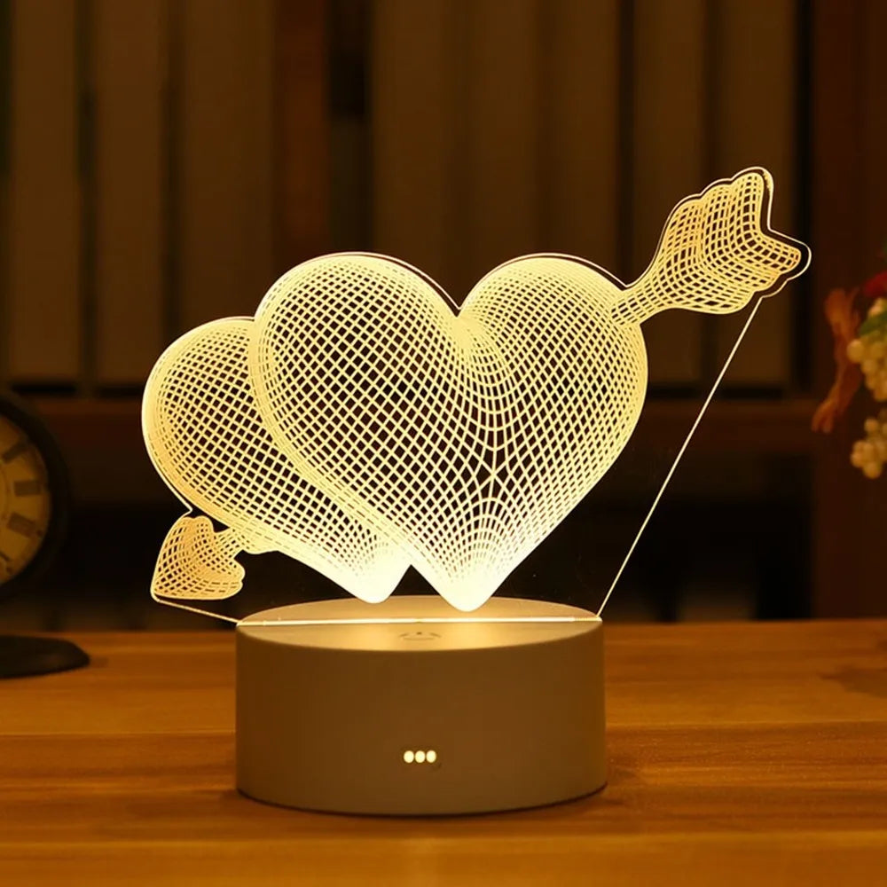 Valentines Day Gift 3D Love Lamp Acrylic Bear Rose