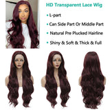 SOKU Burgundy Synthetic Lace Front Wig For Women