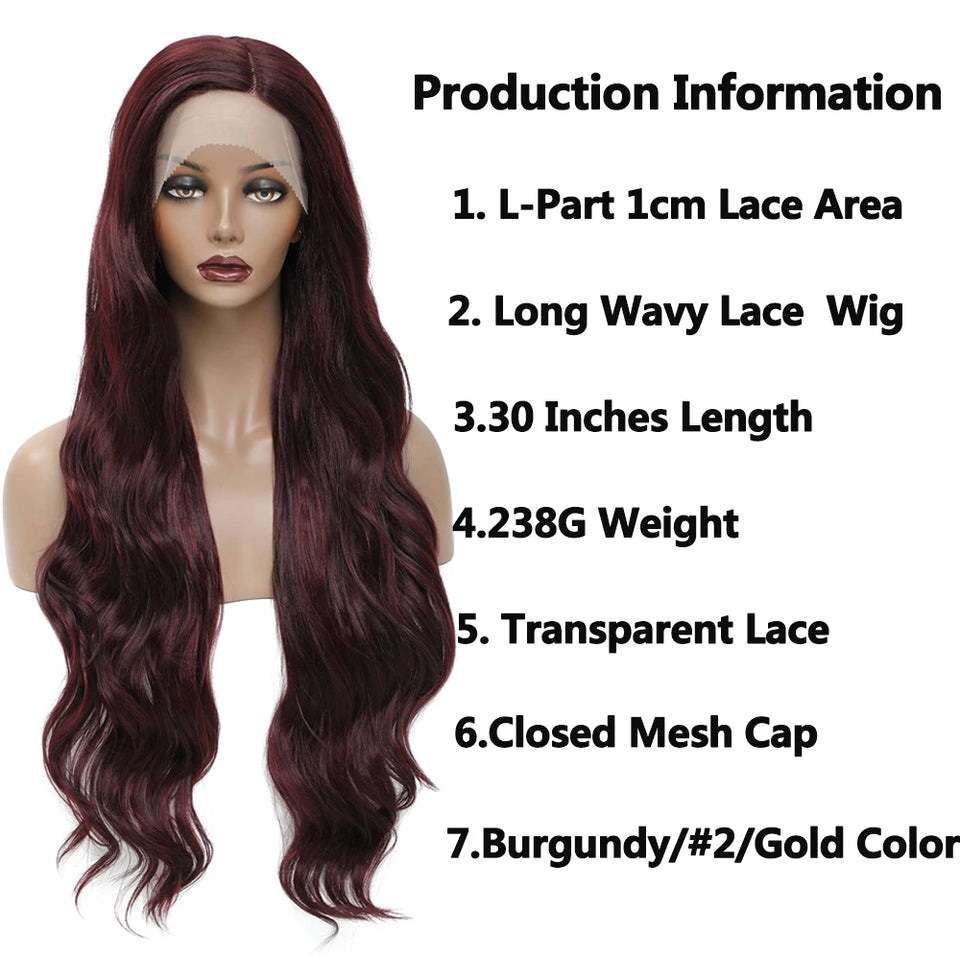 SOKU Burgundy Synthetic Lace Front Wig For Women