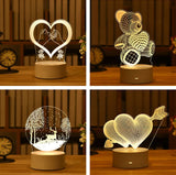 Valentines Day Gift 3D Love Lamp Acrylic Bear Rose
